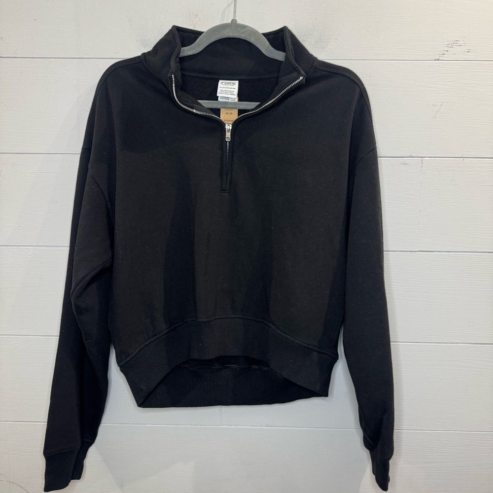 Victoria's Secret NWT Solid Black Cowl Neck Quarter Zip Sweater XS